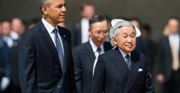 TOKYO, Japan (April 24, 2014) U.S. President Barack Obama participates in the welcome ceremony with His Majesty the Emperor of Japan at the Imperial Palace during his state visit to Japan. [State Department photo by William Ng/Public Domain]