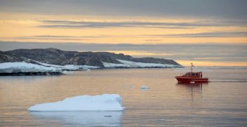 Antarctic Survey Vessel Wyatt Earp Surveying Newcomb Bay.