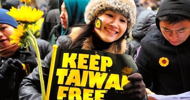 Taiwanese activists protested the passing of the Cross-Strait Service Trade Agreement (CSSTA) by the ruling party Kuomintang at the legislature. The protesters perceived the trade pact with the People's Republic of China would hurt Taiwan's economy and leave it vulnerable to political pressure from Beijing. 31 March 2014. Image credit: Flickr (Jimmy Kang)