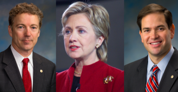 Rand Paul, Hillary Clinton and Marco Rubio. Image credit: US Senate and Marc Nozell, Creative Commons.