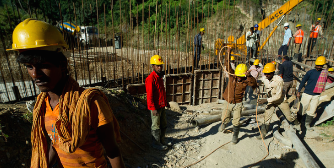 Construction workers in Dagachhu Hydropower Development in Bhutan. Photo Credit: Flickr (Asian Development Bank) Creative Commons. 