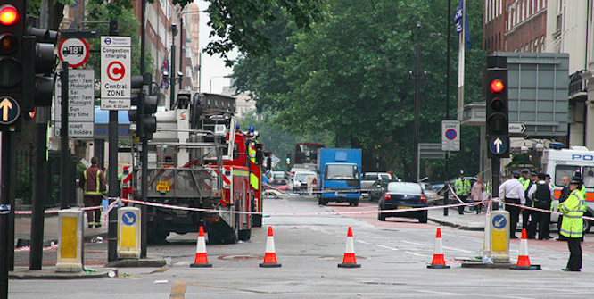 The London bombings on July the 7th 2005 blew up a double decker bus in Tavistock. Photo Credit: Flickr (Jez) Creative Commons.