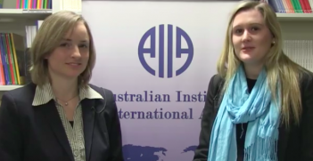 Dr Olivia Gippner and Michelle Parker conduct an interview for the AIIA, July 14, 2015.