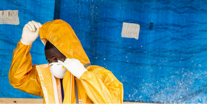 PST1 Ebola treatment unit ( ETU) run by the Ministry of Health and the Armed Forces of Sierra Leone. Photo Source: UNMEER (Flickr). Creative Commons.