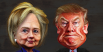 Hillary Clinton vs. Donald Trump - Caricatures. Photo source: DonkeyHotey (Flickr). Creative Commons. 