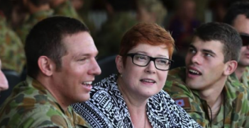 Minister for Defence Marise Payne visits Australian troops. Photo source: Marise Payne (Facebook). Creative Commons.