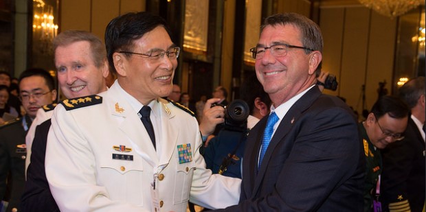 Secretary of Defense Ash Carter Deputy Chief of the Peoples Liberation Army (China) General Staff Adm. Sun Jianguo.
Photo credit: Ash Carter (Flickr) Creative Commons