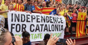 Catalan independence protest in Times Square, NYC