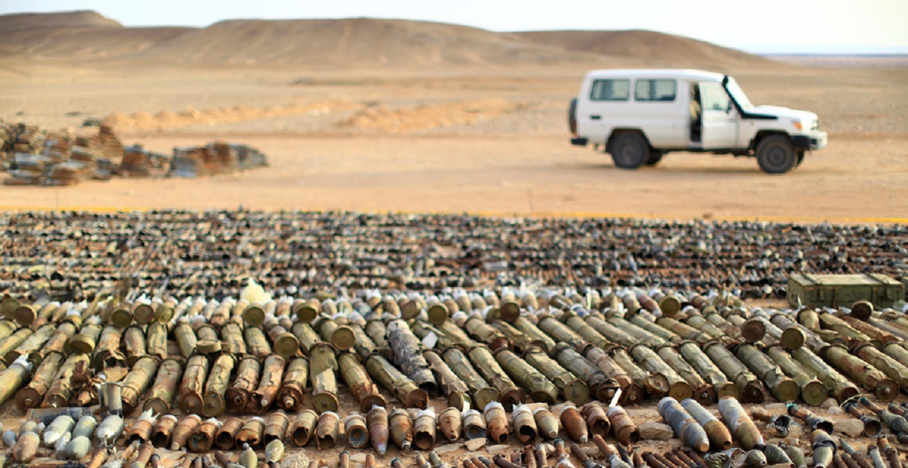 In the aftermath of the revolution in Libya, large quantities of unexploded ordnance and stockpiles of munitions were exposed. 