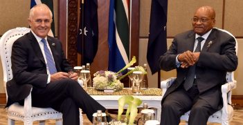 President Jacob Zuma meets with Australian Prime Minister Malcolm Turnbull.