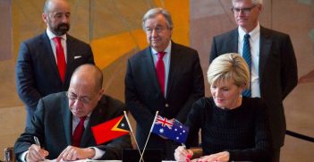 Signing of Timor-Leste/Australia maritime boundray treaty, 6 March 2018. Twitter user: @JulieBishopMP 