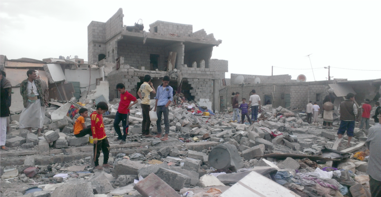 Rubble after 2015 airstrike in Yemeni city of Sanaa.