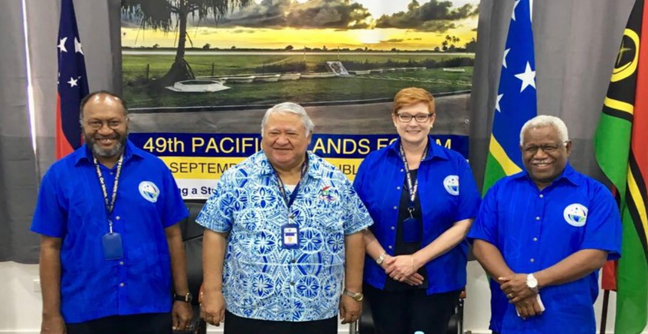 Australia Foreign Minister Marise Payne at the 49th Pacific Islands Forum (credit: twitter @MarisePayne)