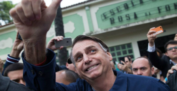 Jair Bolsonaro during first round of Brazil's presidential election, October 7, 2018 (Credit: AFP Fernando Souza)