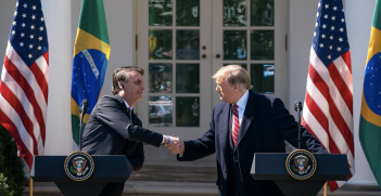 President Trump and President Bolsonaro at a joint press conference at the White House on 19 March 2019. Photo: Tia Dufour/White House, Flickr