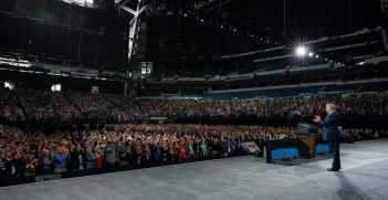 President Trump addresses the National Rifle Association's national conference in Indianapolis on 26 April 2019. Photo: Tia Dufour/White house, Flickr