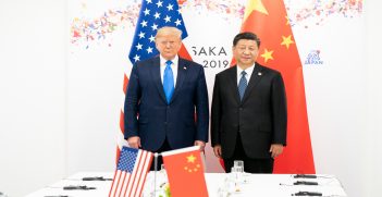  
President Donald J. Trump joins Xi Jinping, President of the People’s Republic of China, at the start of their bilateral meeting Saturday, June 29, 2019, at the G20 Japan Summit in Osaka, Source: The White House, Flickr, https://bit.ly/2Zrfikf