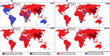 Countries that recognise Taiwan vs the PRC over time. Source: Wikimedia Commons