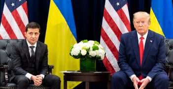 President Donald J. Trump participates in a bilateral meeting with Ukraine President Volodymyr Zalensky Wednesday, Sept. 25, 2019, at the InterContinental New York Barclay in New York City. Photo by Shealah Craighead, the White House