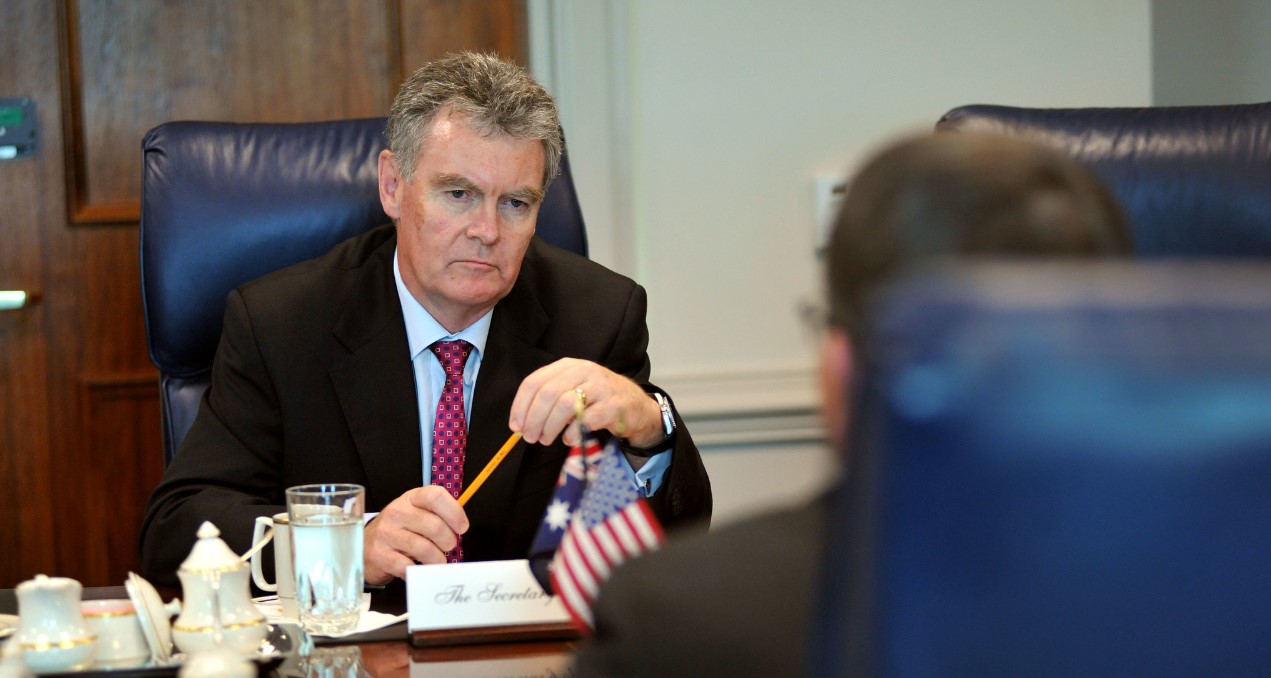 Australian Secretary of Defense Duncan Lewis listens as Deputy Secretary of Defense Ashton B. Carter meets with him at the Pentagon July 13, 2012. Photo By Glenn Fawcett, US Department of Defence Source: https://bit.ly/38NsNQY