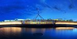 Parliament House at Dusk. photo by JJ Harrison, Wikimedia. Source: https://bit.ly/2PCT7FK