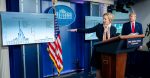 President Donald J. Trump listens as White House Coronavirus Task Force Response Coordinator Deborah Birx delivers remarks during a coronavirus update briefing Saturday, April 18, 2020, in the James S. Brady White House Press Briefing Room. Source: Official White House Photo by Tia Dufour https://bit.ly/2xhVMhQ