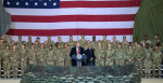  President Donald J. Trump addresses service members at Bagram Airfield, Afghanistan, Nov. 28, 2019. Source: Navy Petty Officer 1st Class Dominique A. Pineiro https://bit.ly/3bIVA9V