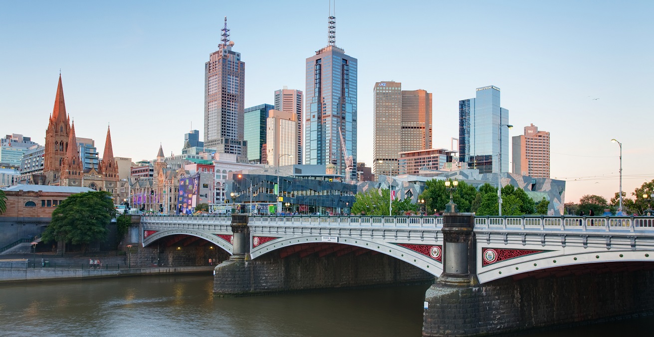 The Melbourne skyline and Princes Bridge as viewed from Southbank. Source: David Iliff https://bit.ly/2yGLQ2l