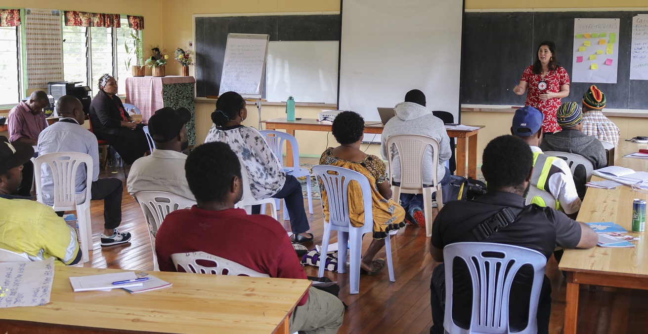 The ICRC conducts a MHPSS session with a community in Enga Province. Photo supplied by the ICRC.