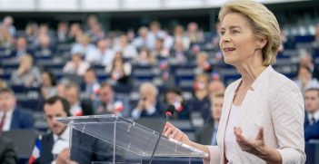 Ursula von der Leyen European Union Commission President at a debate. Source: Flickr https://bit.ly/3fYM5Gq.