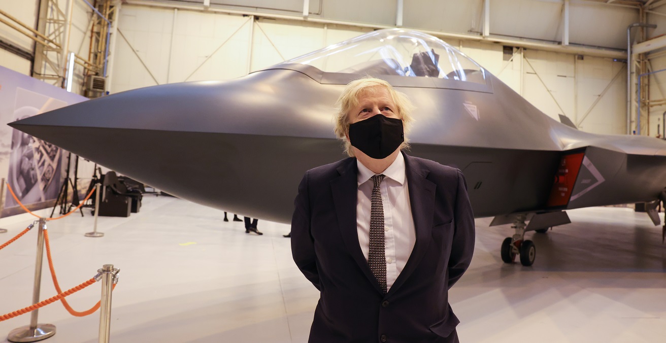 22/03/2021. Preston, United Kingdom. Boris Johnson visits BAE Systems Warton. BAE Systems.The Prime Minister Boris Johnson visits BAE Systems at Warton Aerodrome, Preston. Picture by Andrew Parsons / No 10 Downing Street